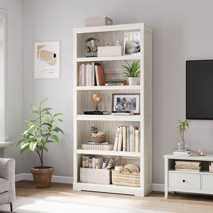 68 in 5 Tier Bookshelf, Tall Bookcase Shelf Storage Organizer, Modern Book Shelf for Bedroom