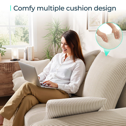 Linsy HS039-01 Pull Out Couch Chaise Lounge, Convertible Loveseat Sofa Couch with Usb & Two Pillows