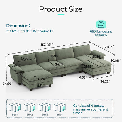 Corduroy Cloud Modular Sofa with Deep Cushions & Wide Arms