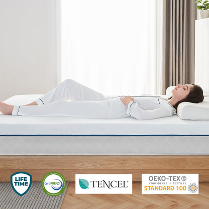 Mattress Topper with Tencel Cover, Cooling Gel-Infused Swirl Memory Foam,  CertiPUR-US and Oeko-TEX Certified White