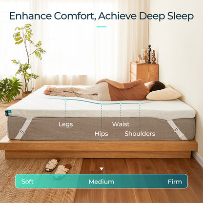 3" Full Size Gel Memory Foam Mattress Topper with Removable Cover, Straps & Non-Slip Bottom