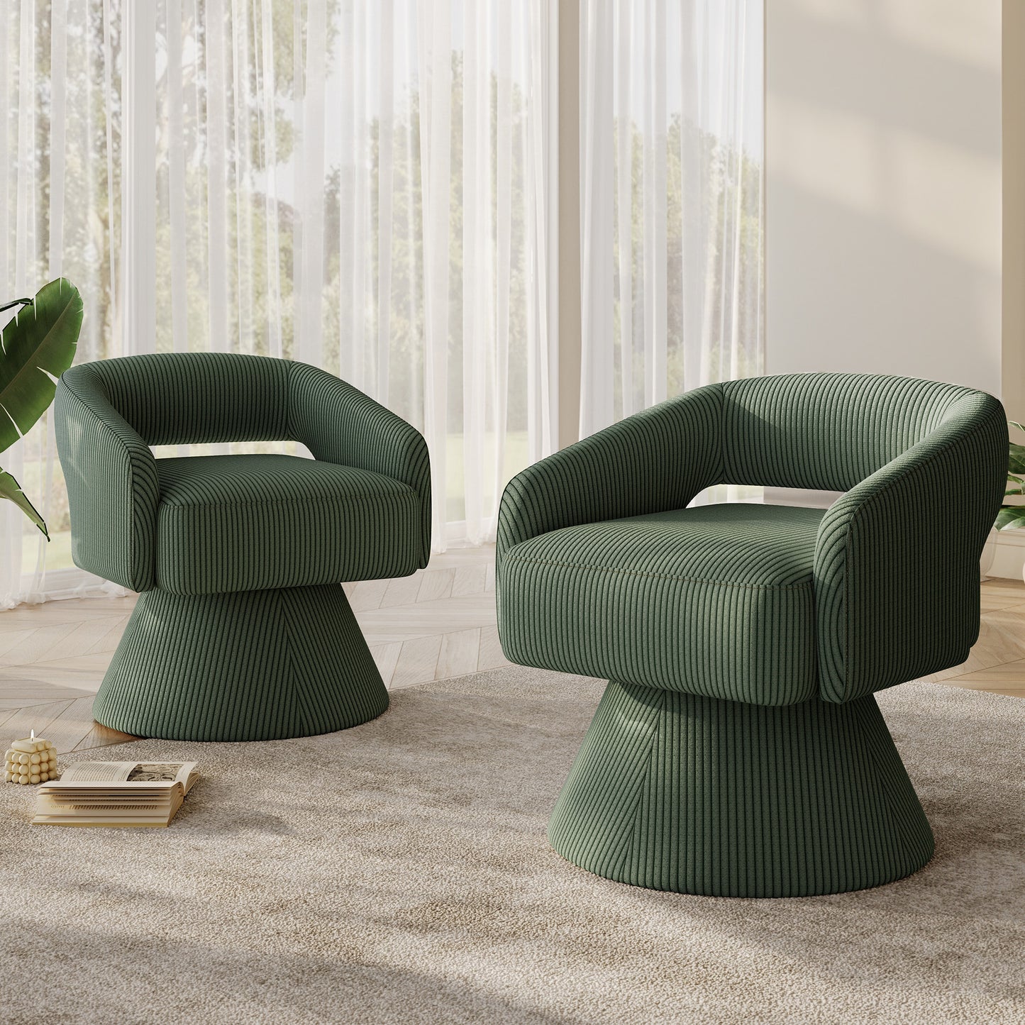 Swivel Accent Chair, Small Barrel Chair with Armrest, Cozy Modern Arm Chair for Living Room, Bedroom, Apartment
