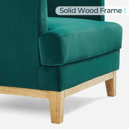 Large Accent Chair, Mid Century Modern Reading Chair with Rubberwood Base