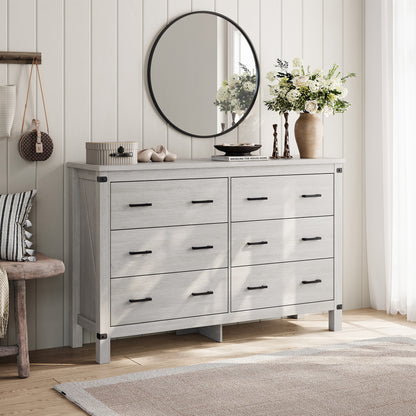 Dresser for Bedroom, Modern Dressers with Spacious Storage and Metal Handles