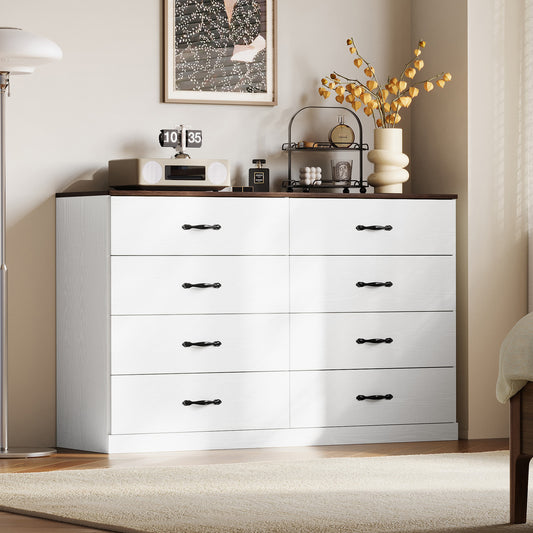 Modern 54" Wide Dresser & Chest of Drawers, Wood & Metal Design, Doubles as TV Stand, Storage for Bedroom & Living Room