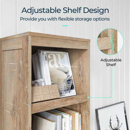 68 in 5 Tier Bookshelf, Tall Bookcase Shelf Storage Organizer, Modern Book Shelf for Bedroom