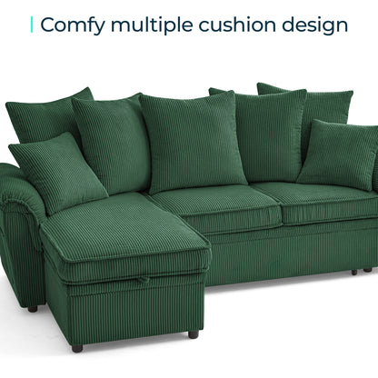 Linsy Home HS039-03 Sofa Bed with Reversible Storage Chaise, Pull Out Couch Bed with USB