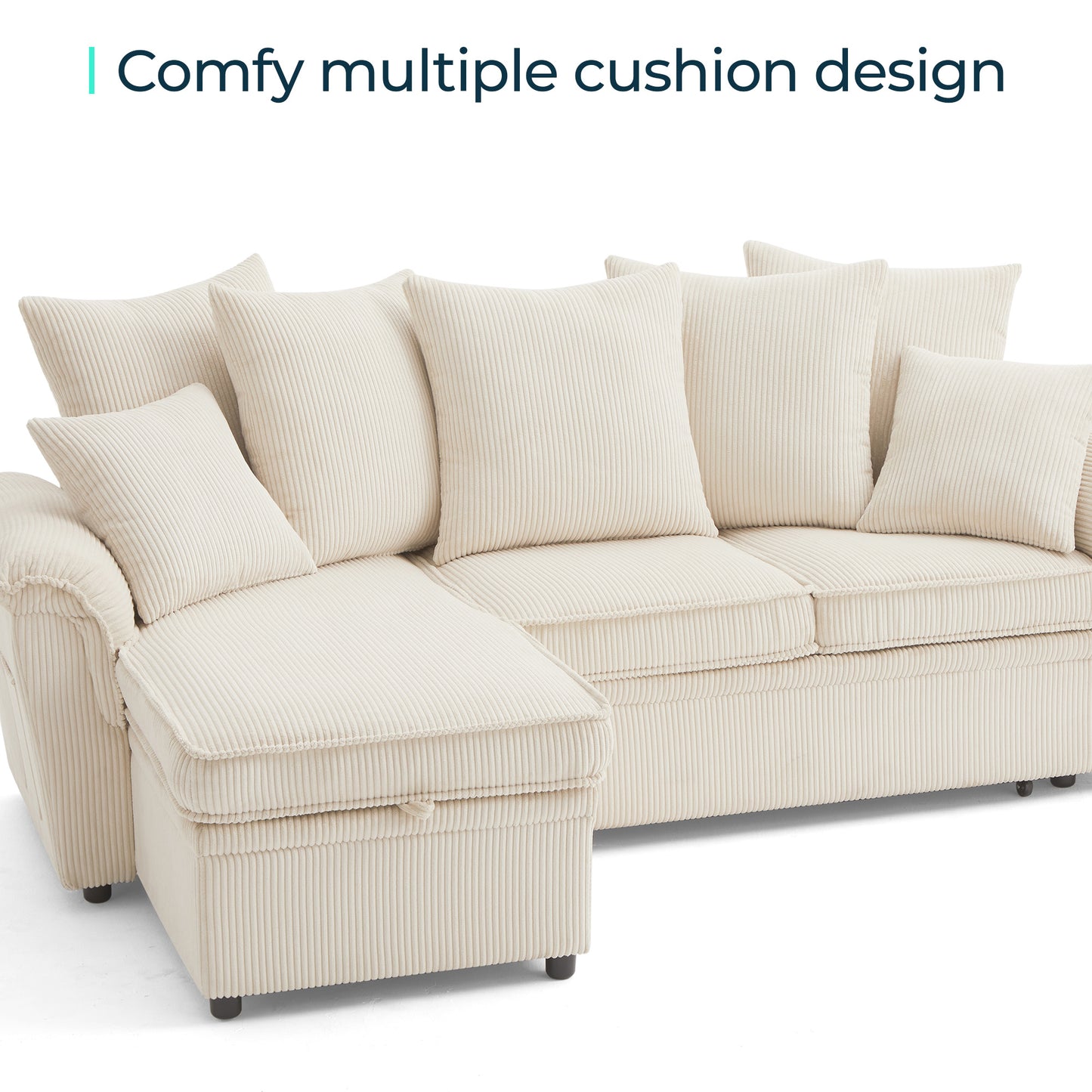 Linsy HS039-02 Pull Out Couch Chaise Lounge, Convertible Loveseat Sofa Couch with Usb & Two Pillows