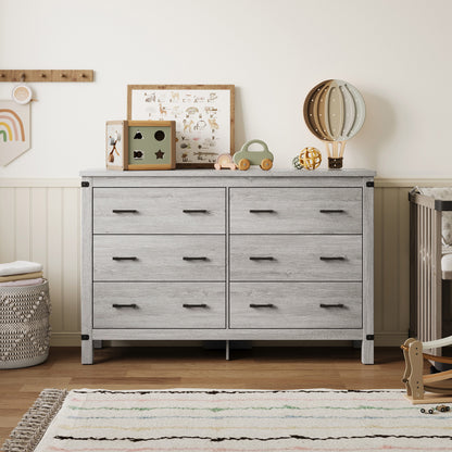 Dresser for Bedroom, Modern Dressers with Spacious Storage and Metal Handles