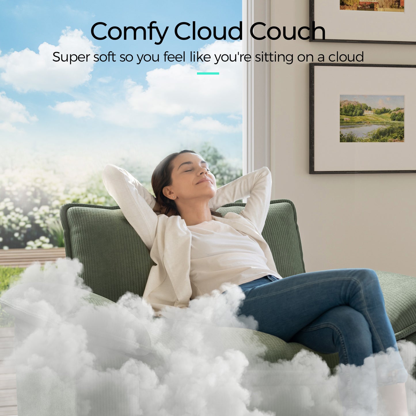 Corduroy Cloud Modular Sofa with Deep Cushions & Wide Arms