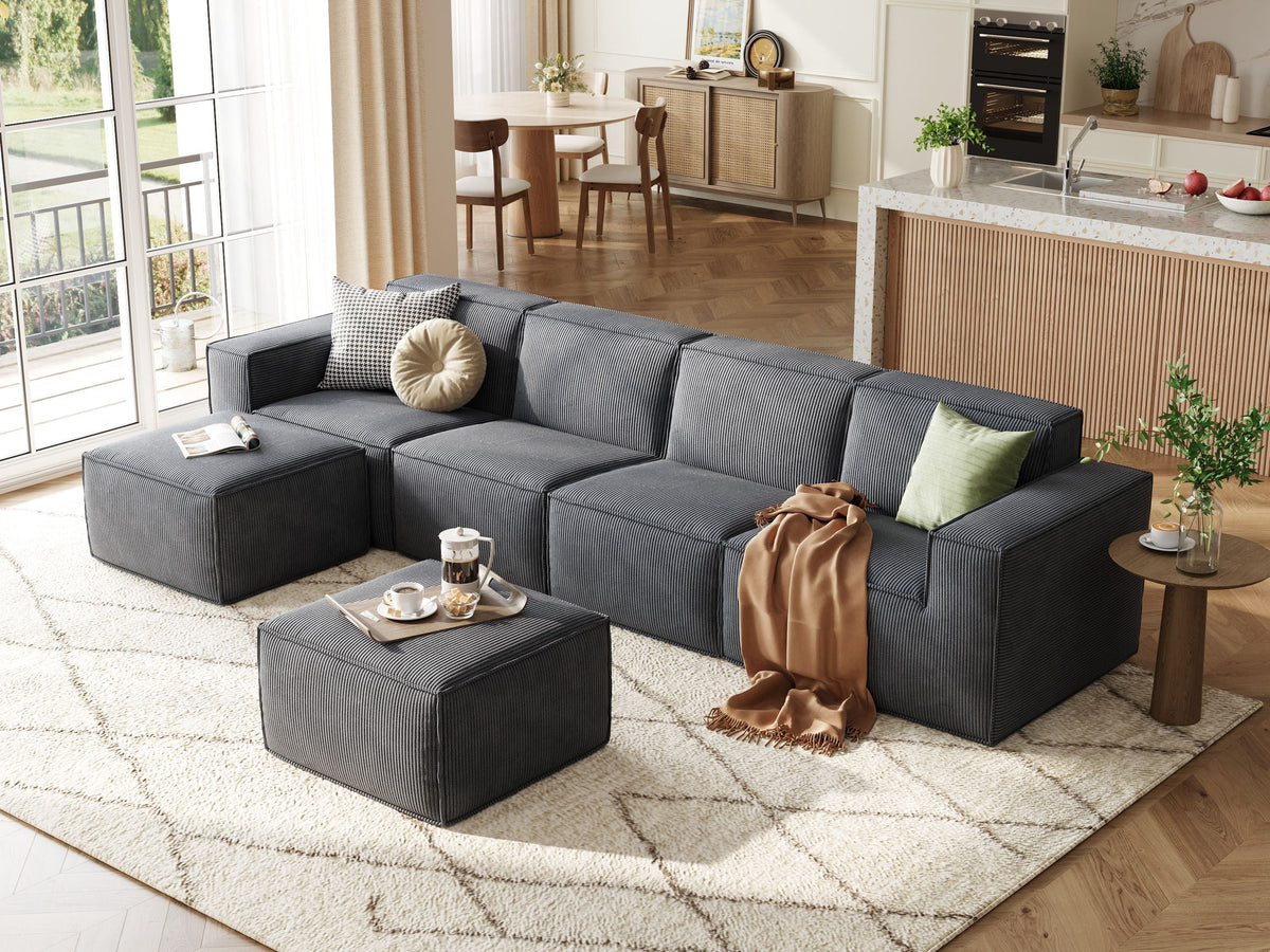 LINSY HOME Oversized Modular Sectional Sofa, Cloud Sofa Couch with Corduroy Fabric, Sponge Sofa for Living Room, No Assembly Required