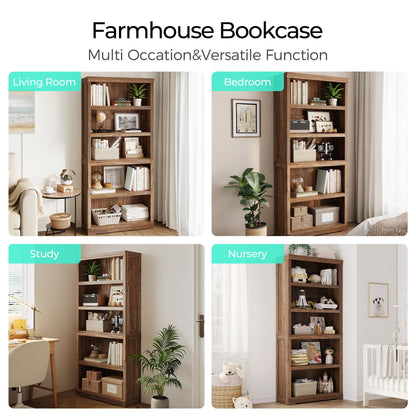 68in 5 Tier Bookshelf, Tall Bookcase Shelf Storage Organizer, Modern Book Shelf for Bedroom, Living Room and Home Office