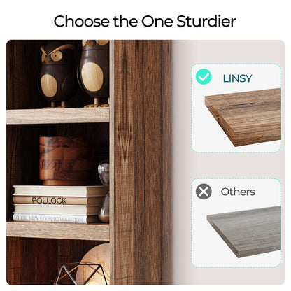 68in 5 Tier Bookshelf, Tall Bookcase Shelf Storage Organizer, Modern Book Shelf for Bedroom, Living Room and Home Office