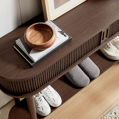 Fluted Console Table, Mid-Century Modern Entryway Cabinet with Sliding Tambour Doors