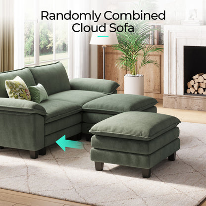 Corduroy Cloud Modular Sofa with Deep Cushions & Wide Arms
