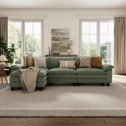 Corduroy Cloud Modular Sofa with Deep Cushions & Wide Arms