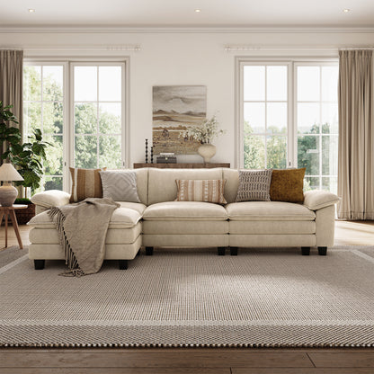 Corduroy Cloud Modular Sofa with Deep Cushions & Wide Arms