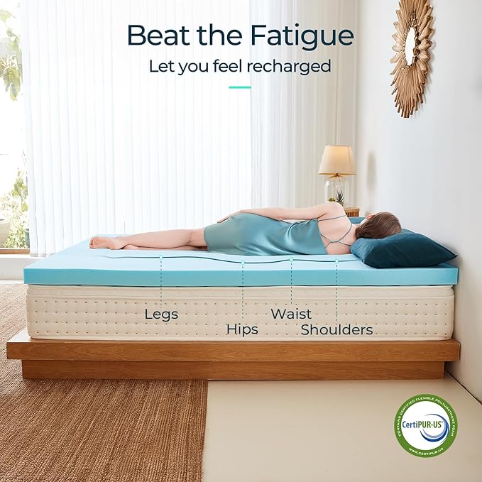 3 Inch Medium Soft Memory Foam for Back Pain，Cooling Gel Memory Foam Bed Mattress Topper
