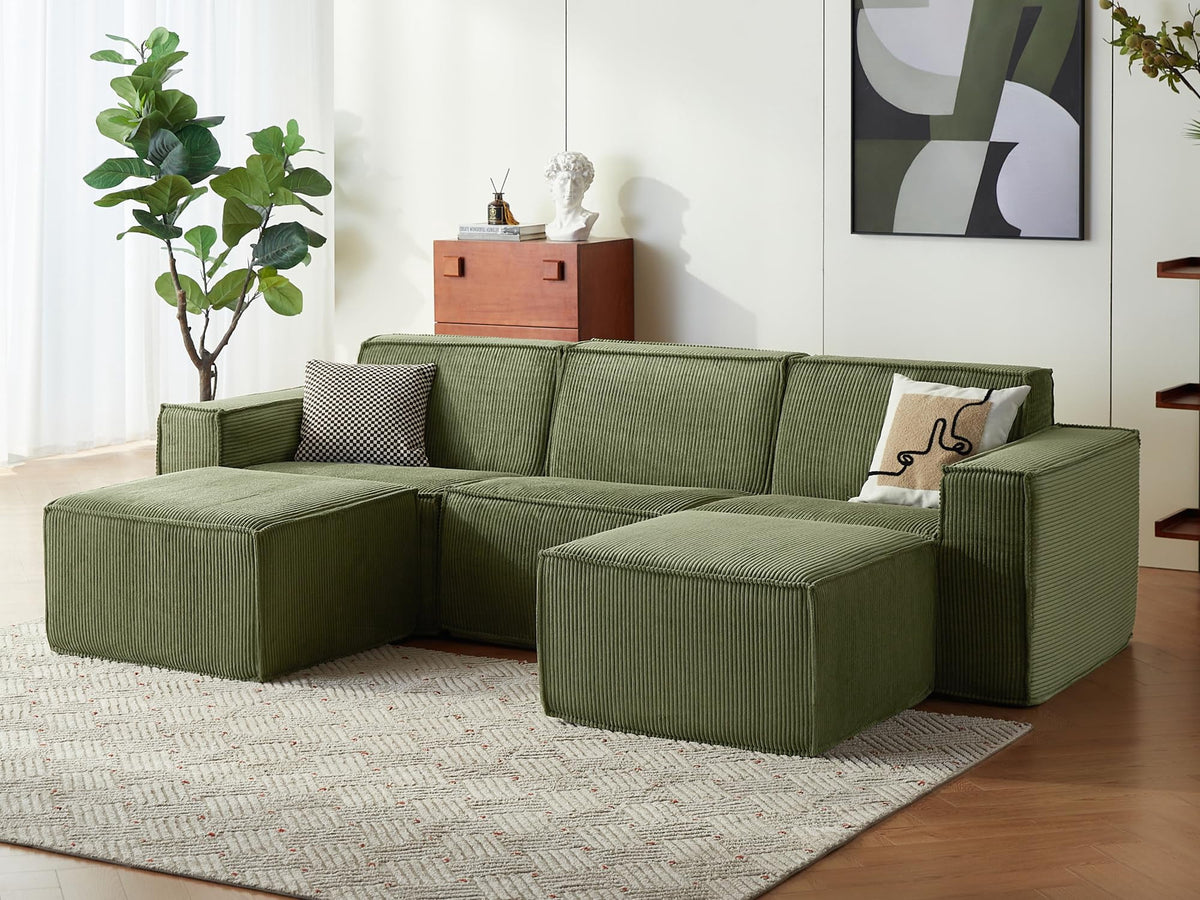 LINSY HOME Oversized Modular Sectional Sofa, Cloud Sofa Couch with Corduroy Fabric, Sponge Sofa for Living Room, No Assembly Required