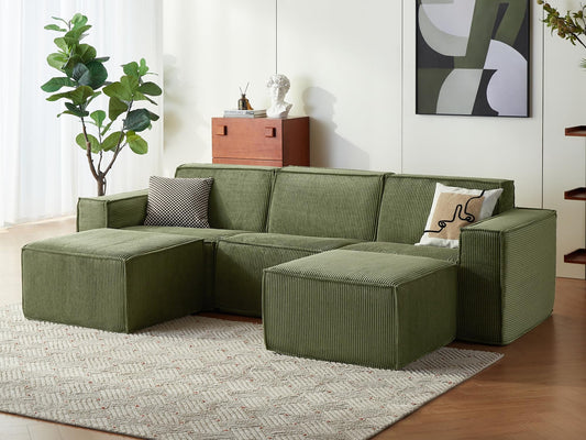 LINSY HOME Oversized Modular Sectional Sofa, Cloud Sofa Couch with Corduroy Fabric, Sponge Sofa for Living Room, No Assembly Required