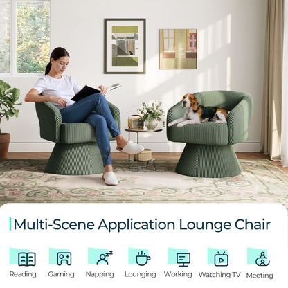 Swivel Accent Chair, Small Barrel Chair with Armrest, Cozy Modern Arm Chair for Living Room, Bedroom, Apartment
