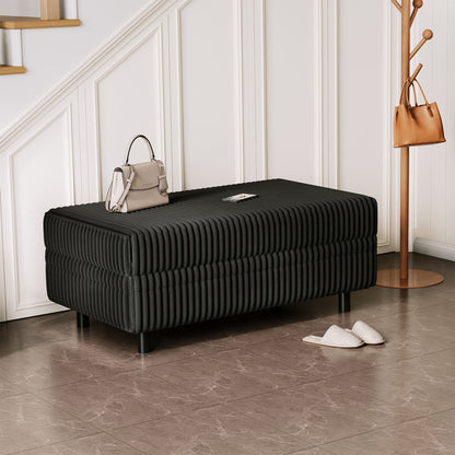 LINSY HOME Corduroy Storage Ottoman Bench, Upholstered End of Bed Bench with Hidden Storage