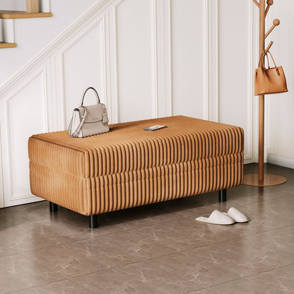 LINSY HOME Corduroy Storage Ottoman Bench, Upholstered End of Bed Bench with Hidden Storage