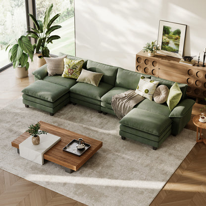 Corduroy Cloud Modular Sofa with Deep Cushions & Wide Arms