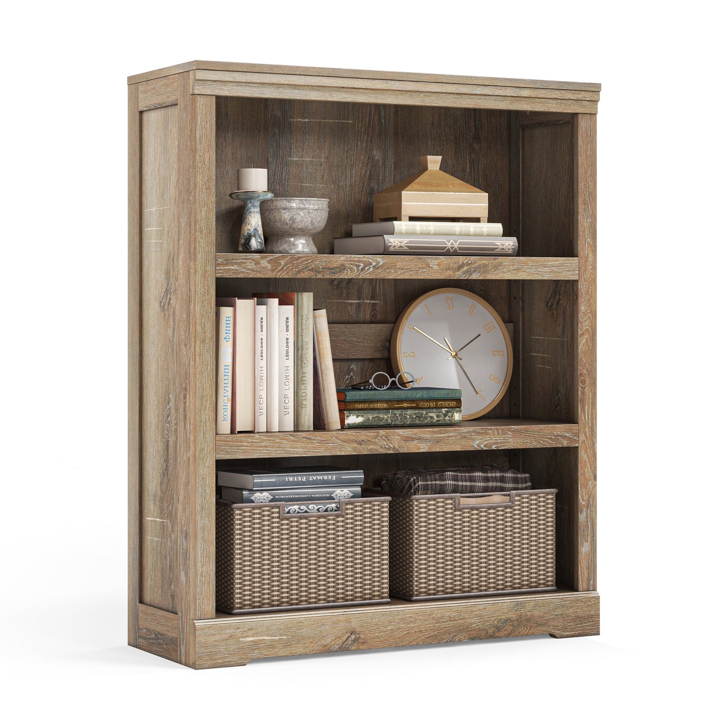 LINSY HOME 40in 3 Tier Bookshelf, Small Bookcase Shelf Storage Organizer, Modern Book Shelf for Bedroom, Living Room and Home Office-2