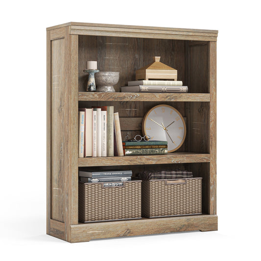 LINSY HOME 40in 3 Tier Bookshelf, Small Bookcase Shelf Storage Organizer, Modern Book Shelf for Bedroom, Living Room and Home Office-2