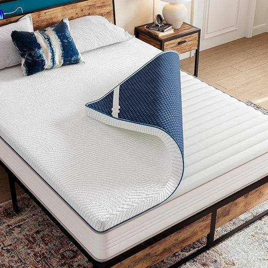 Mattress Topper with Tencel Cover, Cooling Gel-Infused Swirl Memory Foam,  CertiPUR-US and Oeko-TEX Certified White