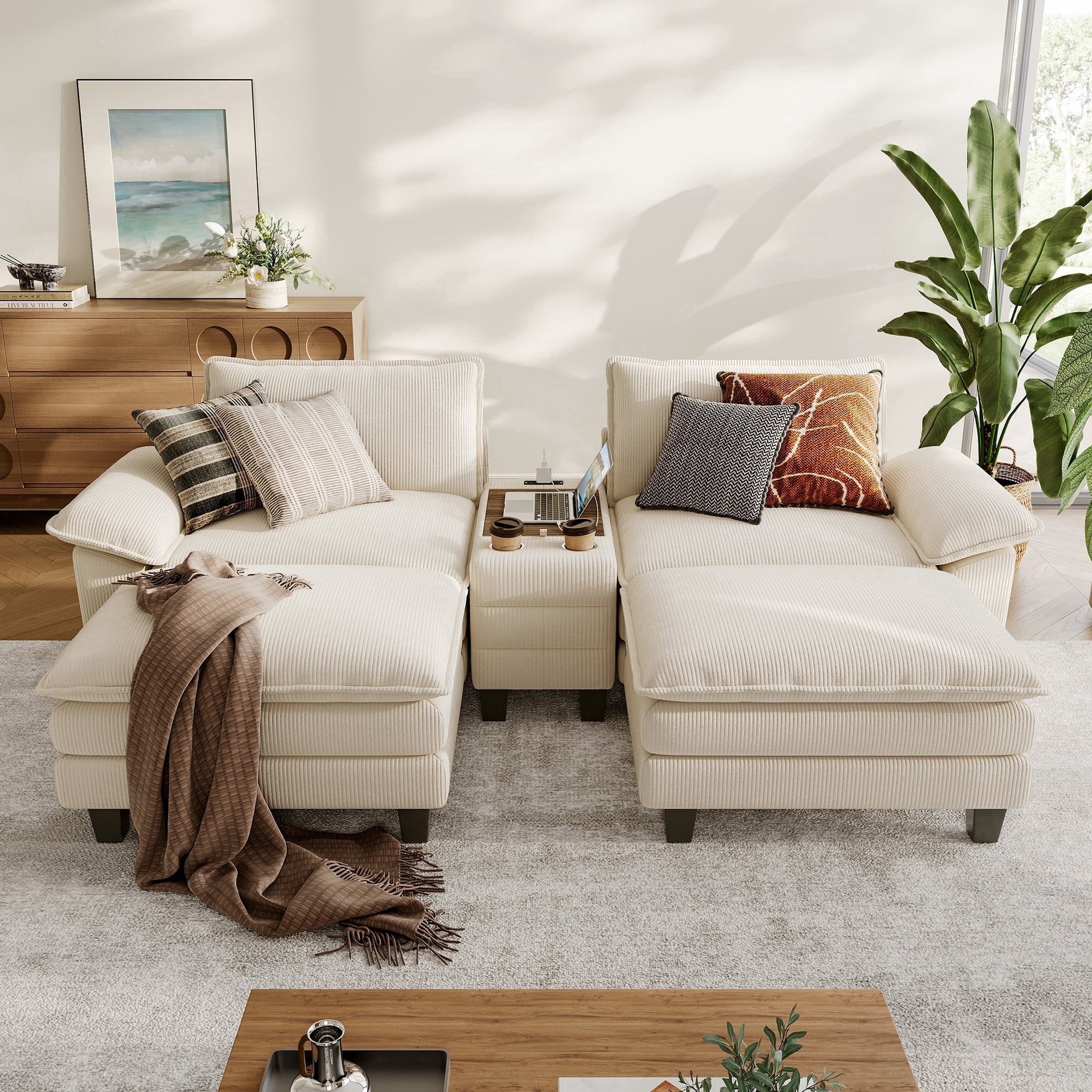 Oversized Modular Cloud Sectional Sofa with 2 Ottomans