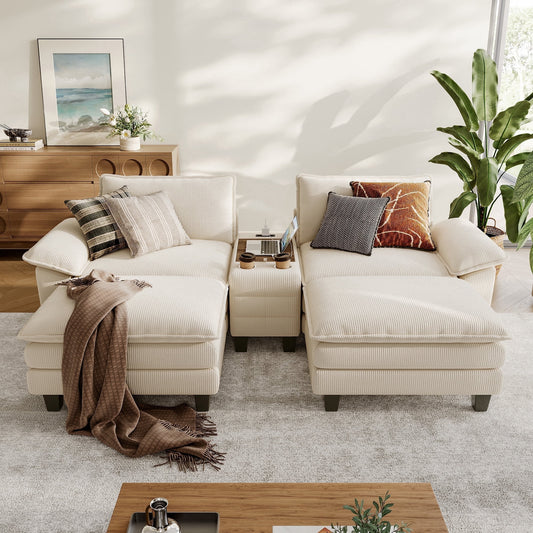 Oversized Modular Cloud Sectional Sofa with 2 Ottomans