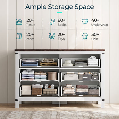 Dresser for Bedroom, Modern Dressers with Spacious Storage and Metal Handles