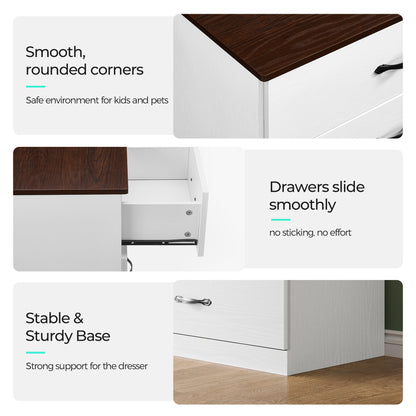 Modern 54" Wide Dresser & Chest of Drawers, Wood & Metal Design, Doubles as TV Stand, Storage for Bedroom & Living Room