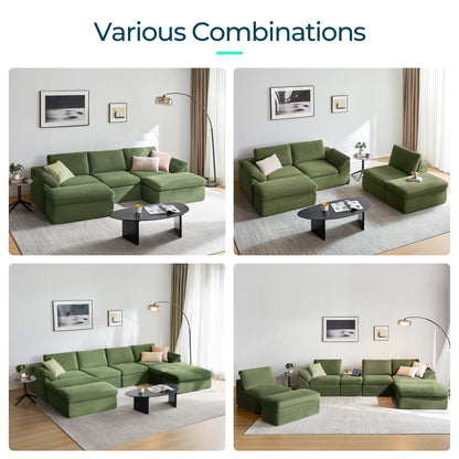 Linsy Home 2 Piece Sofa Set for Living Room, Cloud Modular Sectional Sofa with Deep Seating, Oversized Boneless Couch Set with Corduroy Fabric, Grey
