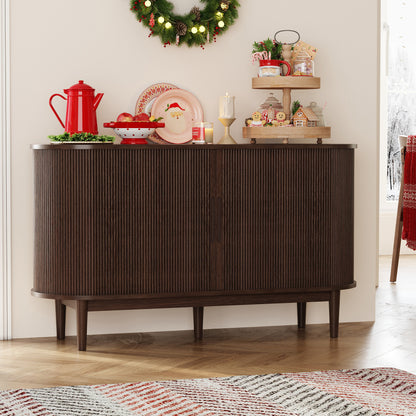 Fluted Sideboard Cabinet with Sliding Tambour Doors, Wide Storage Buffet with Adjustable Shelves for Kitchen, Dining, or Living Room