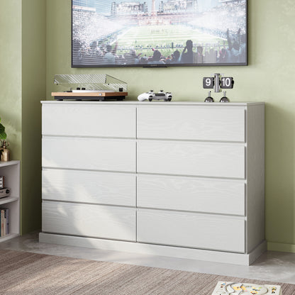Modern Wooden Dresser Cabinet, 54" Wide 8/9/10 Drawer Chest of Drawers, Large Storage Organizer for Bedroom, Closet, and Living Room