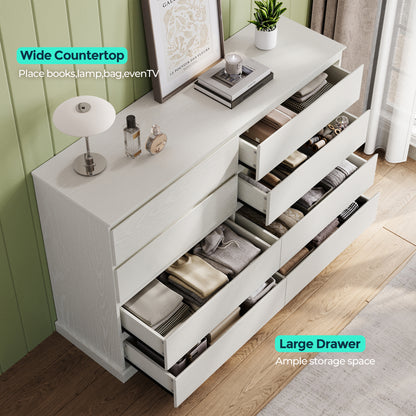 Modern Wooden Dresser Cabinet, 54" Wide 8/9/10 Drawer Chest of Drawers, Large Storage Organizer for Bedroom, Closet, and Living Room