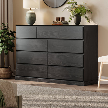 Modern Wooden Dresser Cabinet, 54" Wide 8/9/10 Drawer Chest of Drawers, Large Storage Organizer for Bedroom, Closet, and Living Room