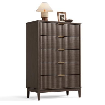 Modern Large Dresser with Deep Storage Drawers and Metal Pulls for Bedroom or Entryway