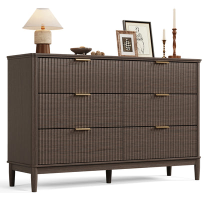 Modern Large Dresser with Deep Storage Drawers and Metal Pulls for Bedroom or Entryway