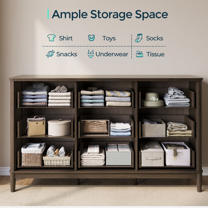 Modern Large Dresser with Deep Storage Drawers and Metal Pulls for Bedroom or Entryway