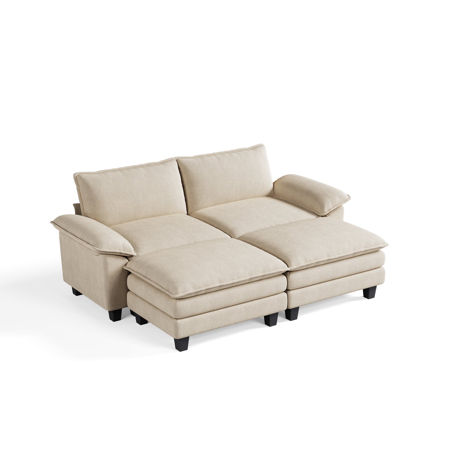 Corduroy Cloud Modular Sofa with Deep Cushions & Wide Arms