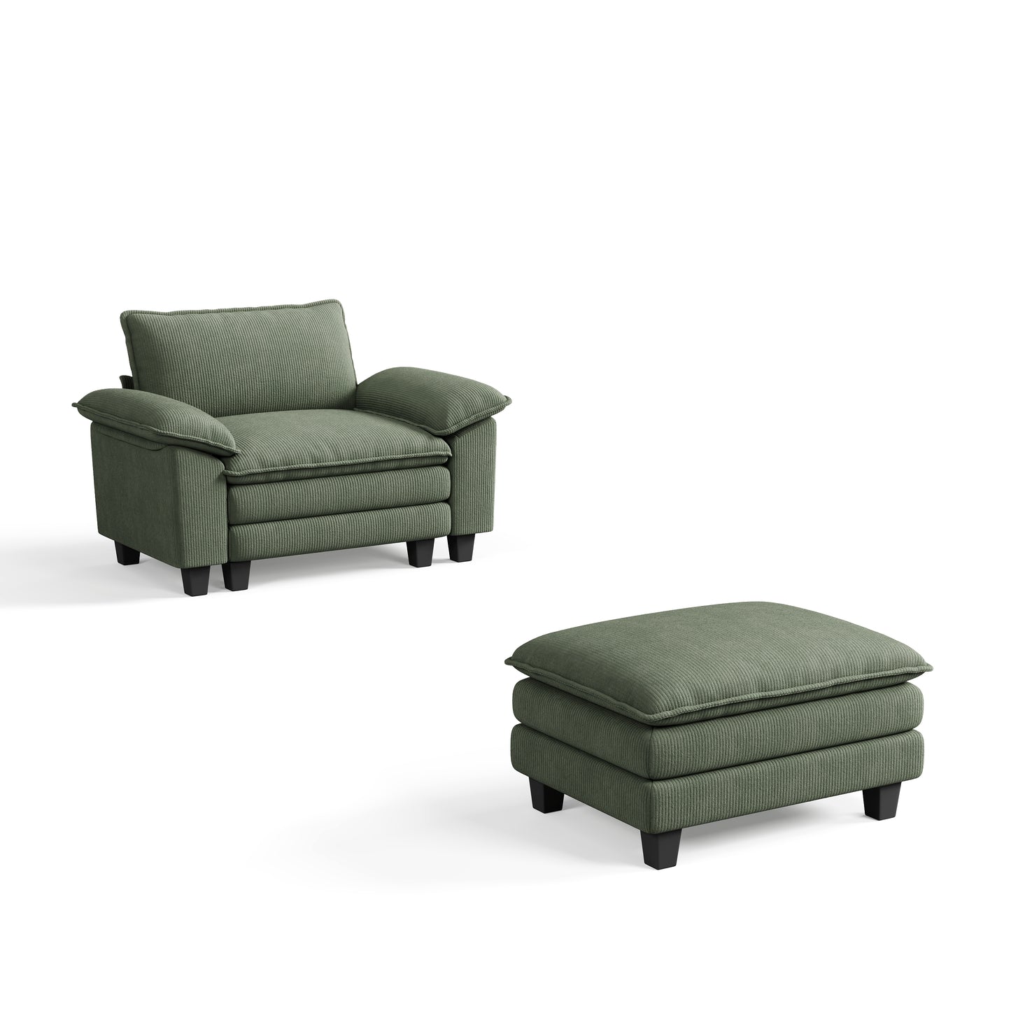 Corduroy Cloud Modular Sofa with Deep Cushions & Wide Arms