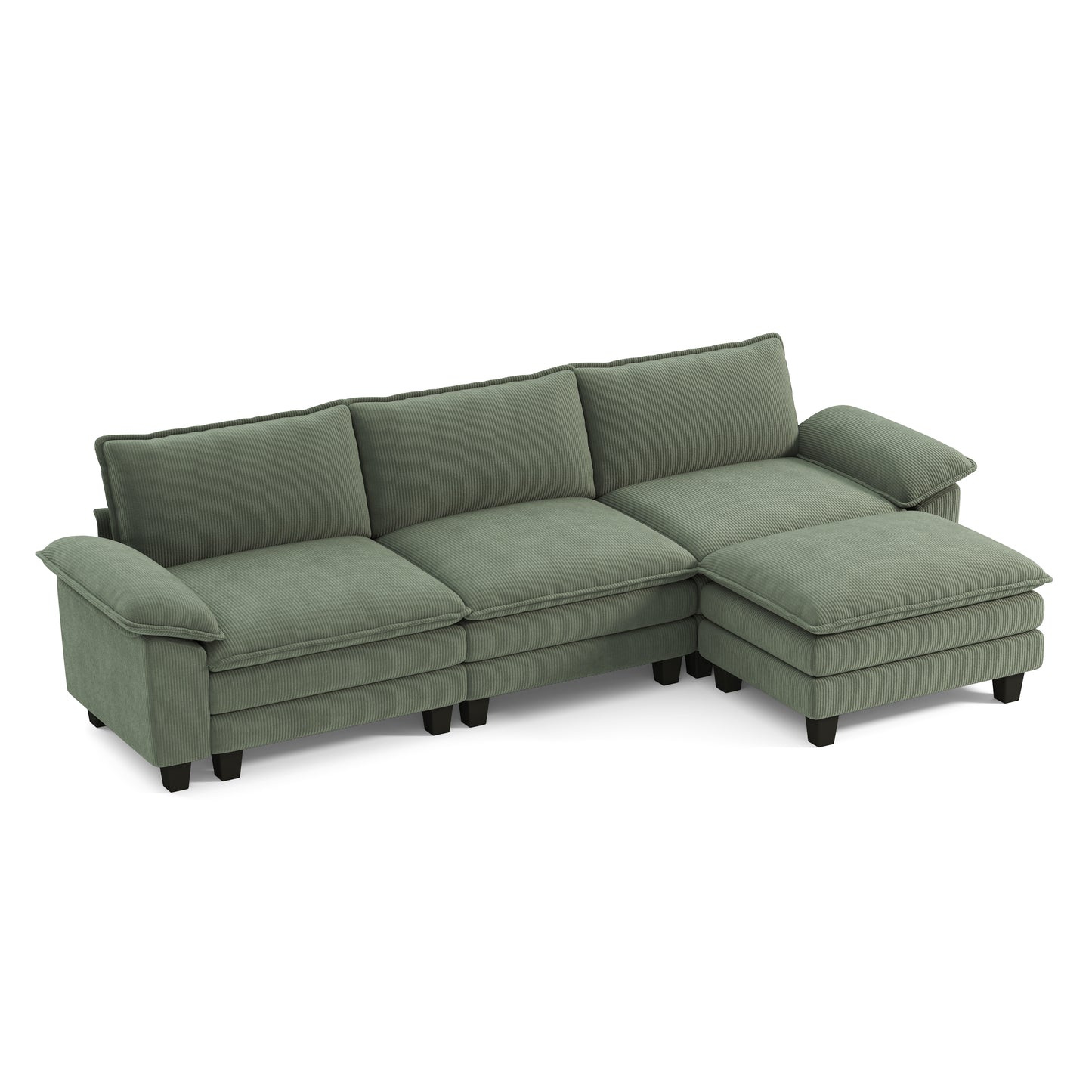 Corduroy Cloud Modular Sofa with Deep Cushions & Wide Arms