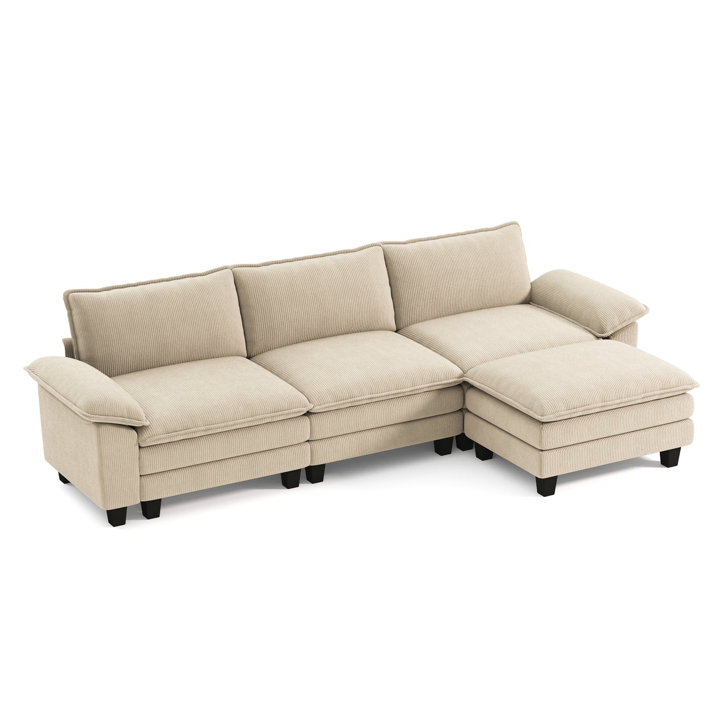 Corduroy Cloud Modular Sofa with Deep Cushions & Wide Arms