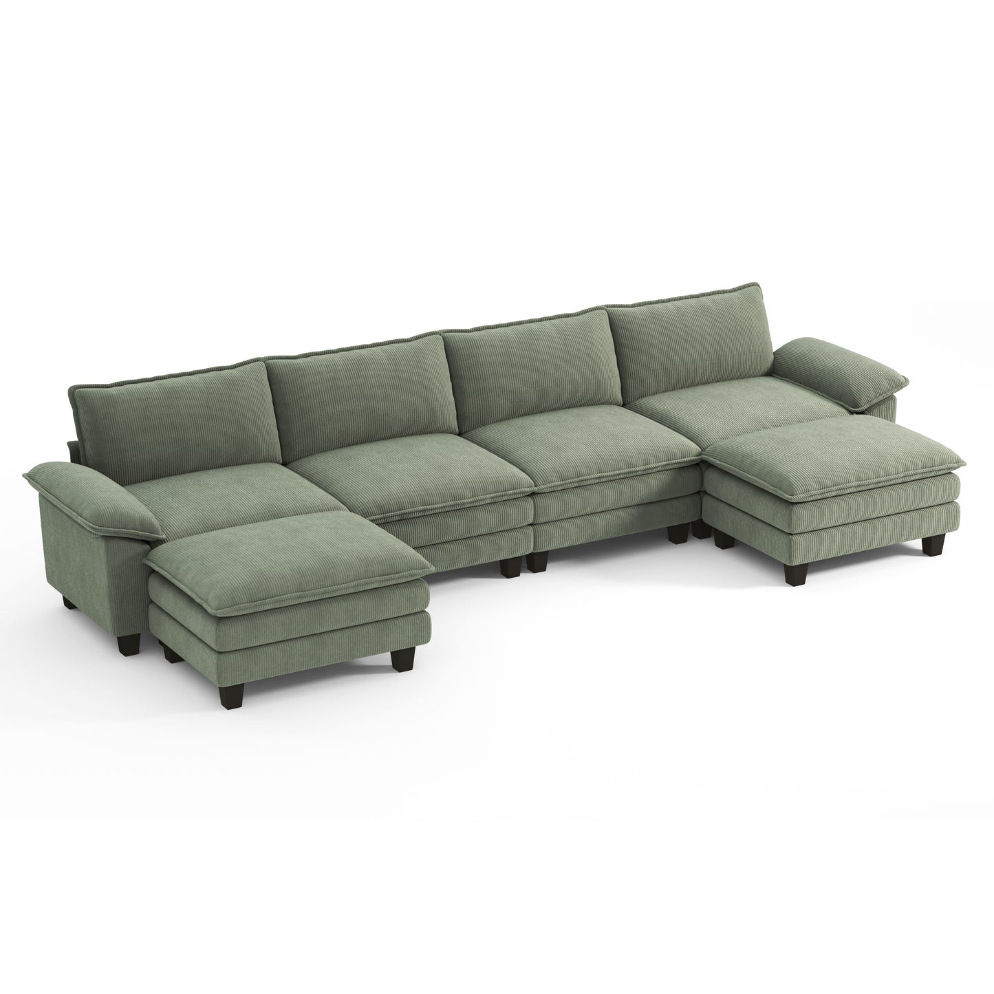 Corduroy Cloud Modular Sofa with Deep Cushions & Wide Arms