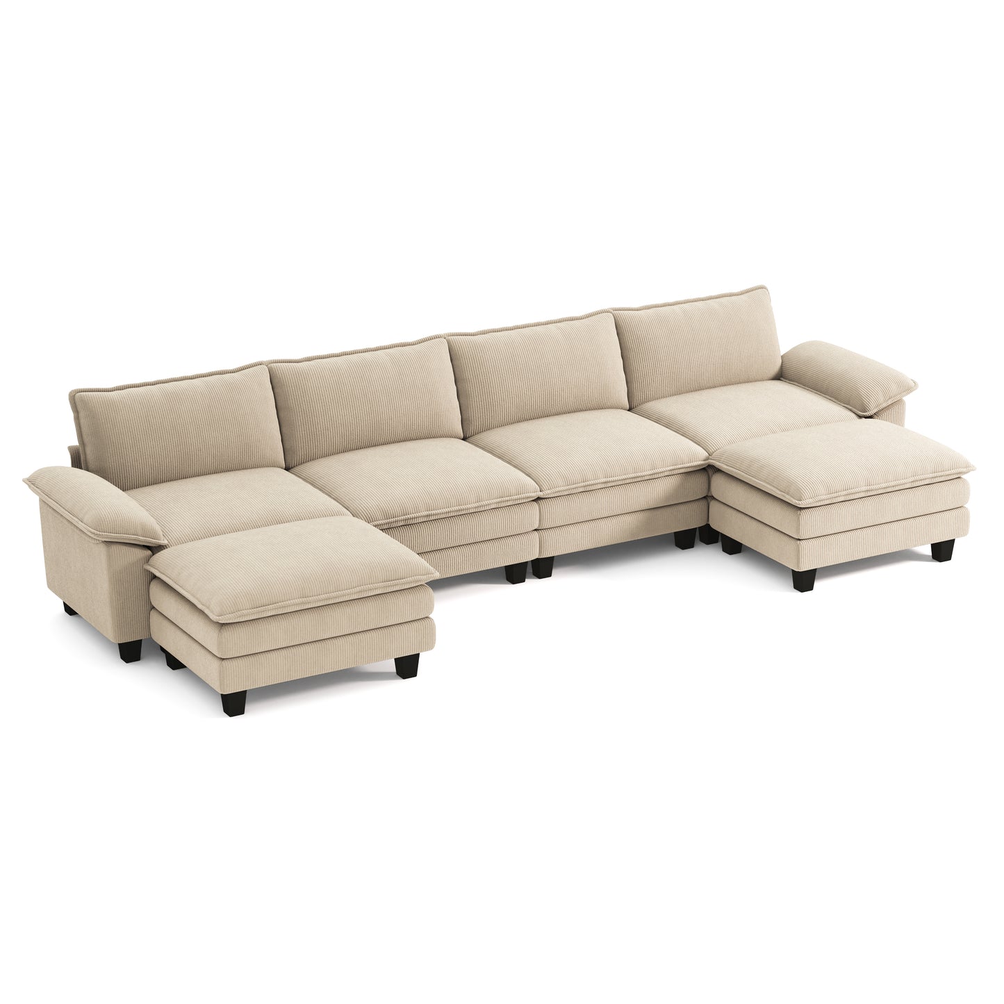 Corduroy Cloud Modular Sofa with Deep Cushions & Wide Arms