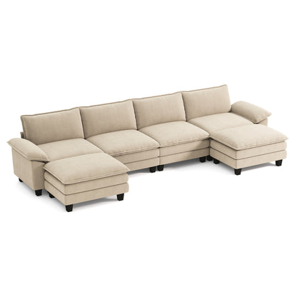Corduroy Cloud Modular Sofa with Deep Cushions & Wide Arms